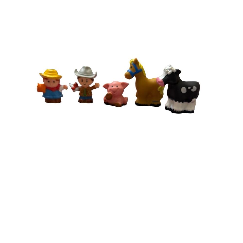 Fisher Price Little People Farmer Girl & Boy w/ Chicken Horse Cow Pig Animals